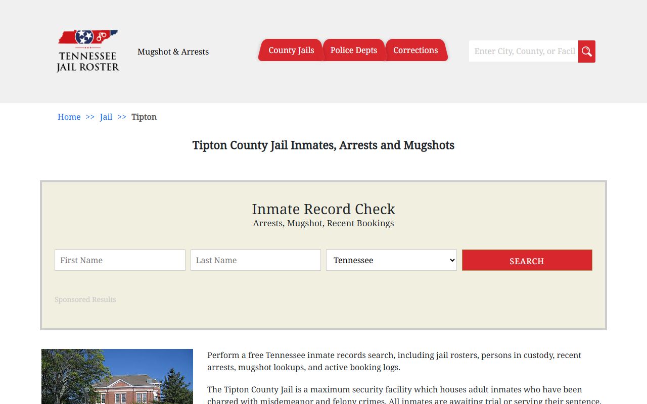 Tennessee Jail Roster for Tipton County arrest records