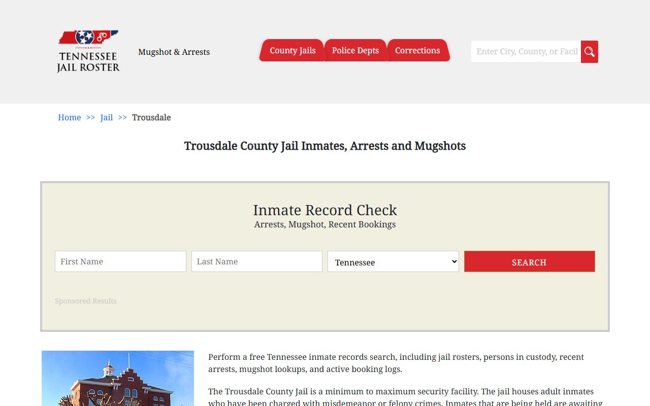 Tennessee Jail Roster for Trousdale County arrest records