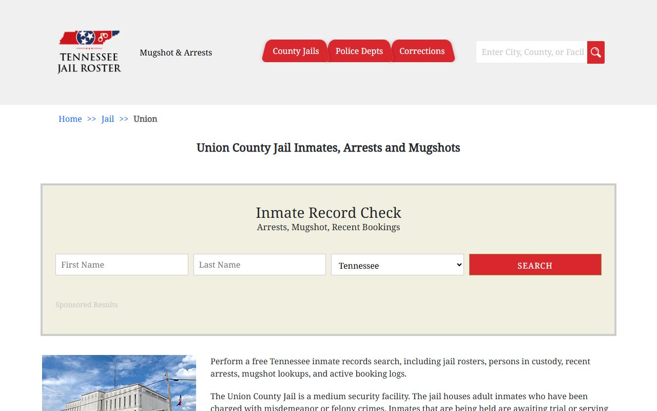 Tennessee Jail Roster for Union County arrest records