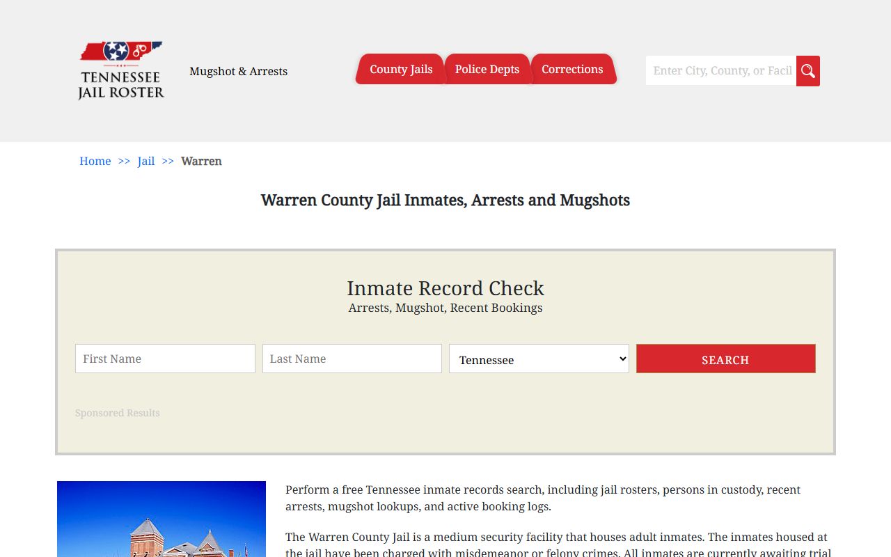 Tennessee Jail Roster for Warren County arrest records
