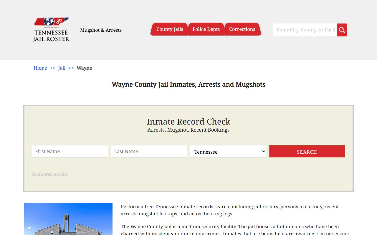 Tennessee Jail Roster for Wayne County arrest records