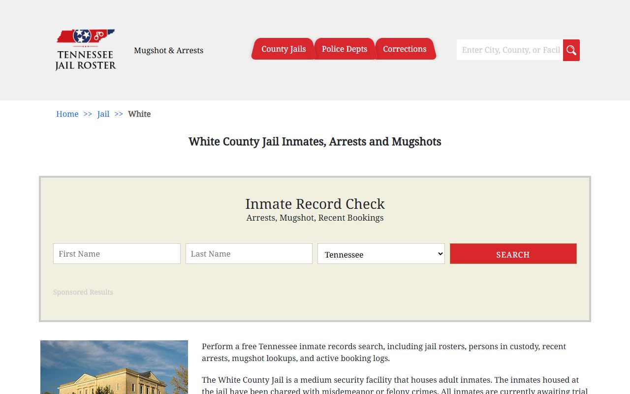 Tennessee Jail Roster for White County arrest records