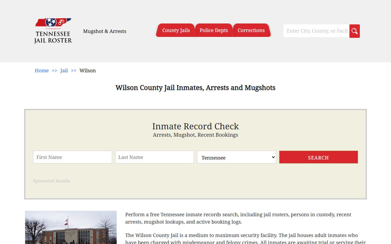 Tennessee Jail Roster for Wilson County arrest records